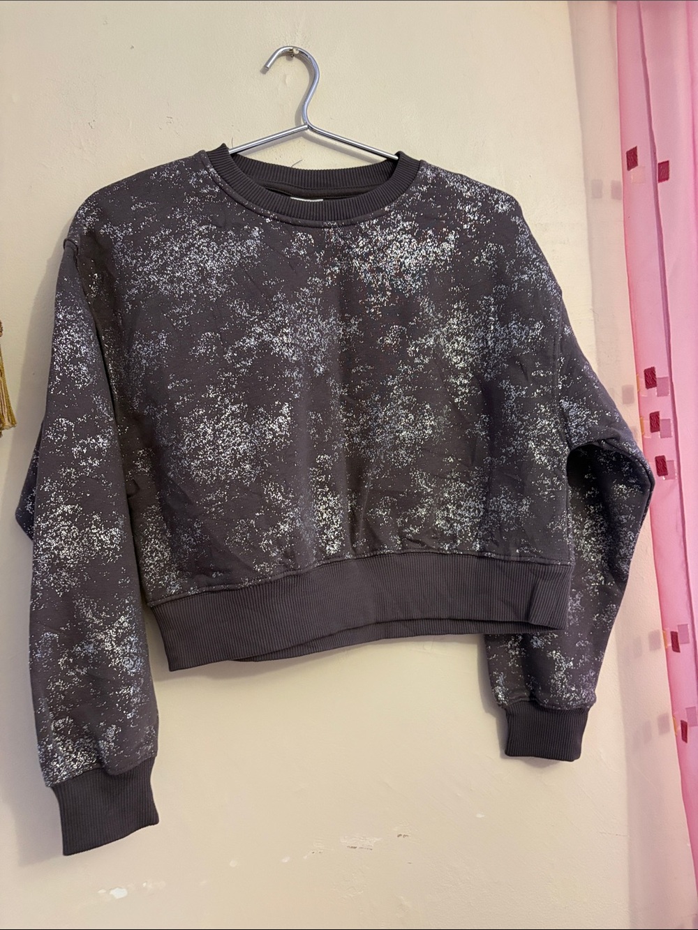 Zara Kids Charcoal Black Speckle Crew Sweatshirt.  Cotton. 100